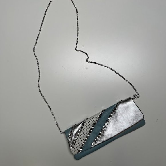 Ipa Nema Blue and Silver leather clutch - Picture 3 of 5